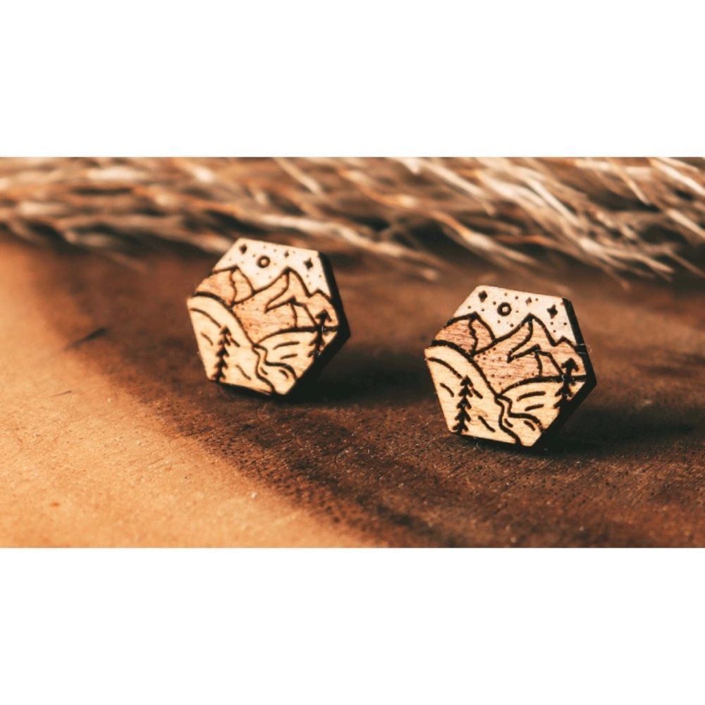 Hexagon Mountain Stud Earrings